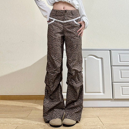 Slim Woven Leopard Print Casual Pants For Women