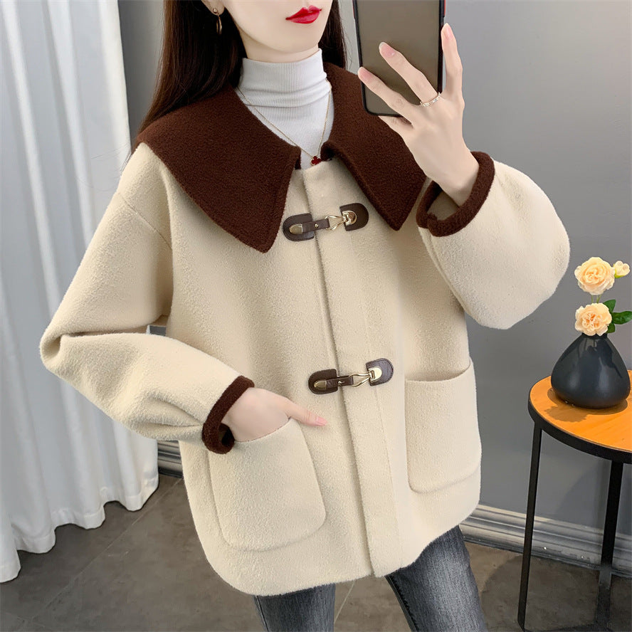 Woolen Coat For Women Thickened Sailor Collar