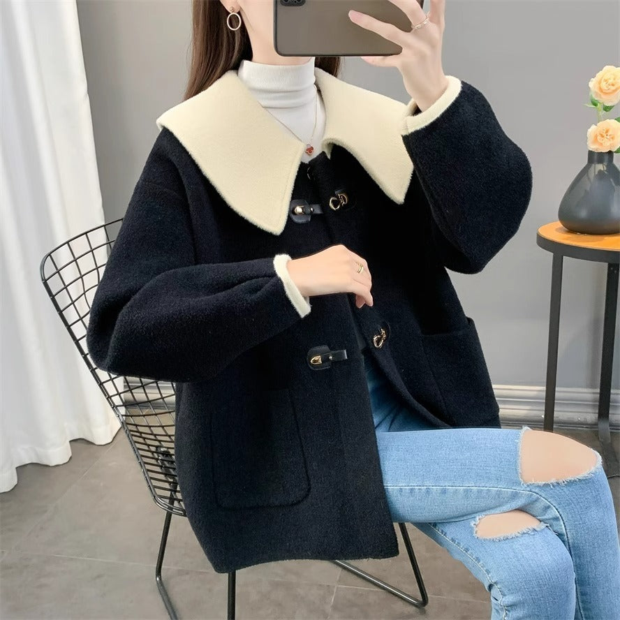 Woolen Coat For Women Thickened Sailor Collar