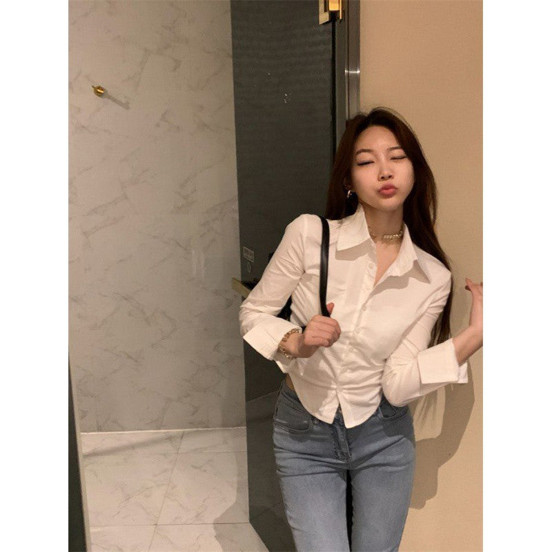 Waist Trimming Long-sleeved Hot Girl Uniform Shirt